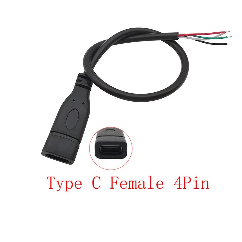 USB Connector Cable Micro USB Type C USB 2.0 A Male Female DIY USB Connector Cable Richie's Type C Female 4Pin 1M 1Pcs