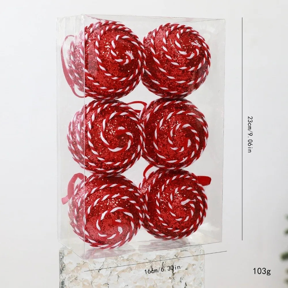 8CM Glitter Christmas Ball Ornaments Set of 6 – Foam Candy Spheres Christmas Ball Ornaments Richie's