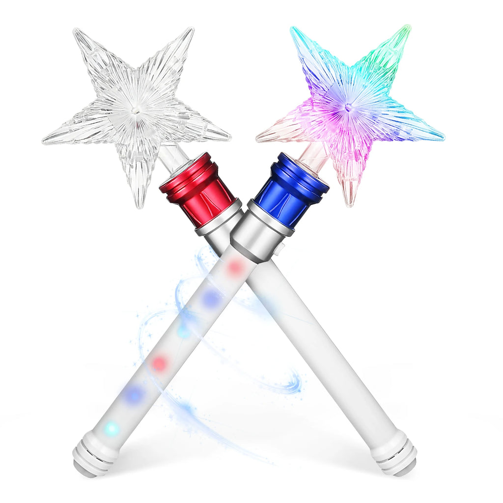 2-Pack LED Flashing Star Glow Wands – Light-Up Spinning Kids LED Glow Wand Richie's