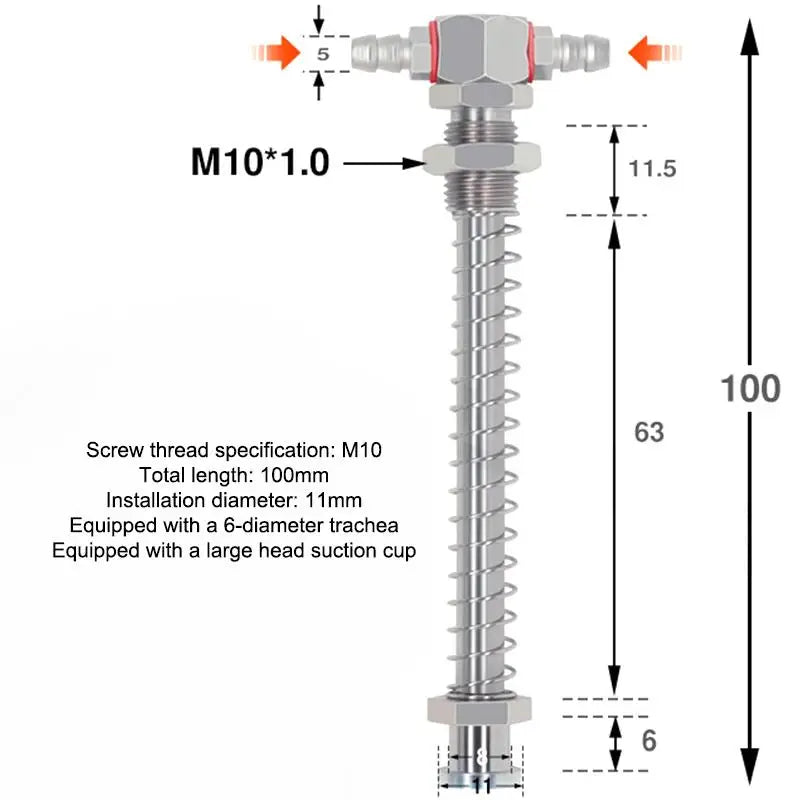 Robotic Arm Suction Cup M12/M10 T-Shape Spring Buffer Sucker Rod Industrial Suction Cup Richie's M10 100cm