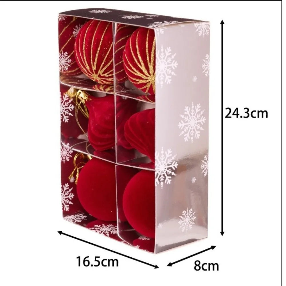 6-Pack 8CM Velvet Flocked Christmas Ball Ornaments | DIY Decor Christmas Ball Ornaments Richie's