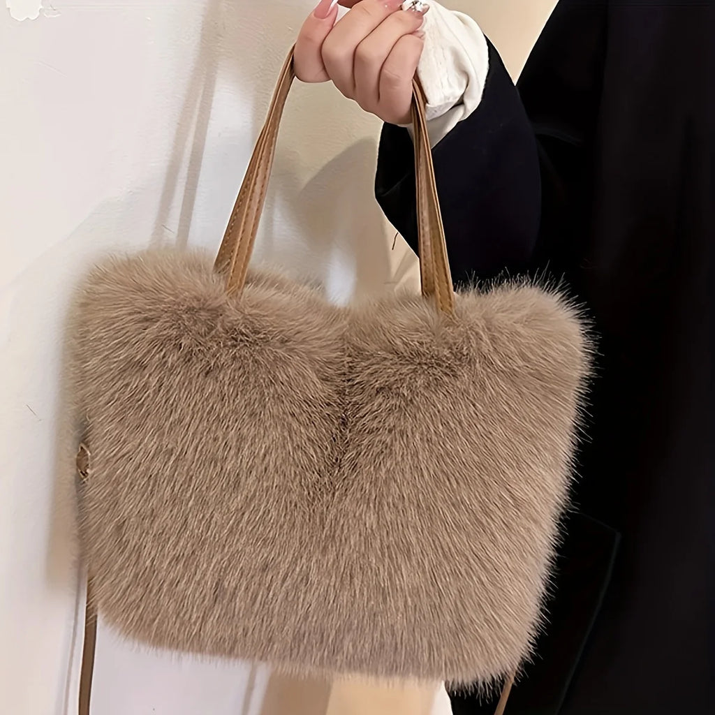 Women's Faux Fur Crossbody Bag – Detachable Strap & Buckle Faux Fur Crossbody Bag Richie's