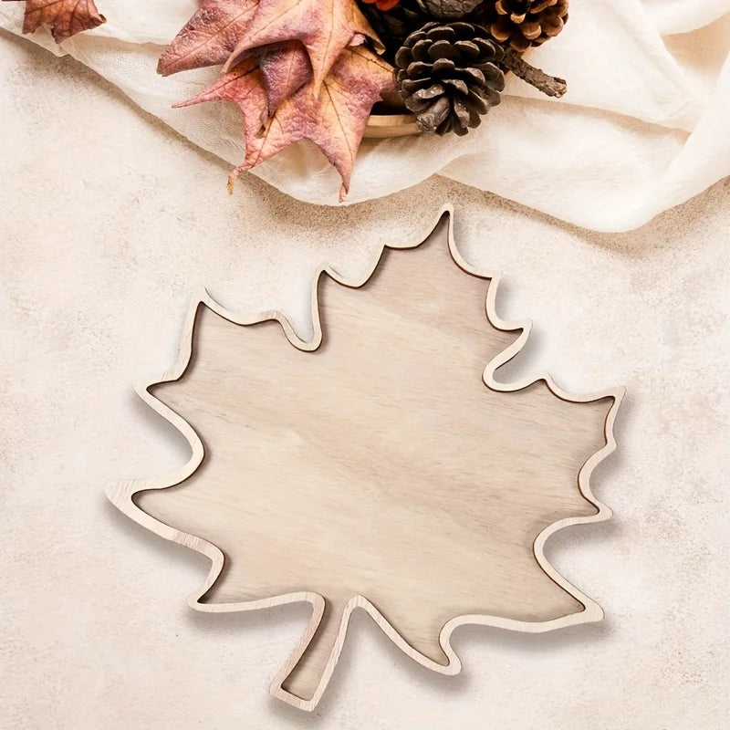 Maple Leaf Wood Serving Tray – Rustic Fall Decorative Platter Decorative Wood Tray Richie's