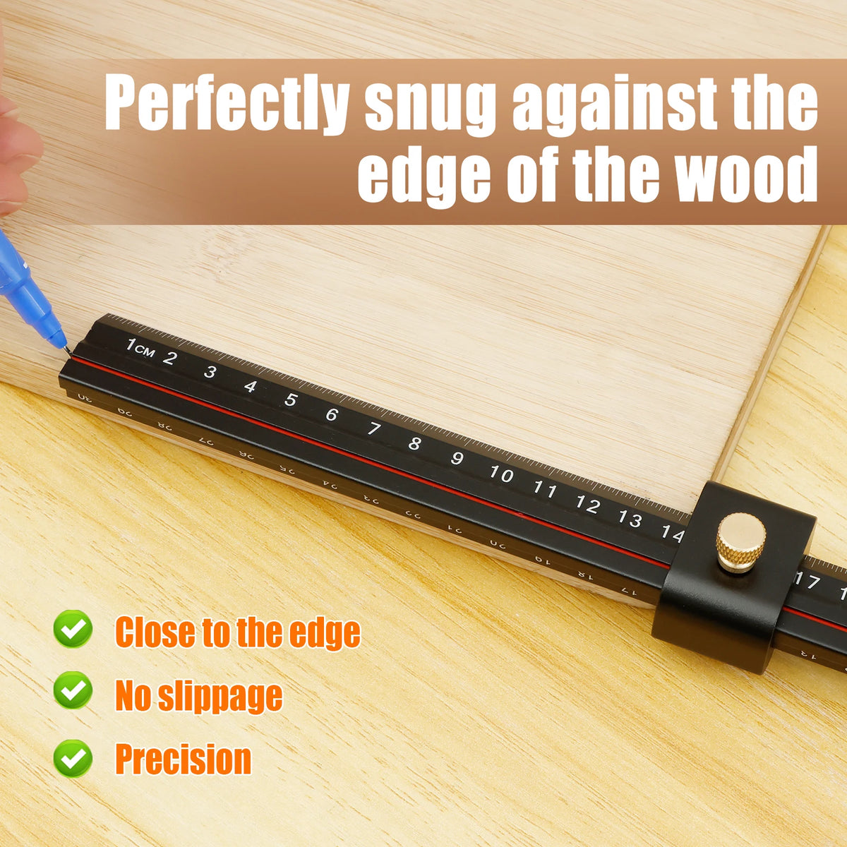 12" Aluminum L-Shape Woodworking Edge Marking Ruler & Stop Block Woodworking Marking Ruler Richie's