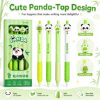 Kawaii Panda Retractable Gel Pen Set 4Pcs – 0.5mm Black Ink Gel Pen Set Richie's
