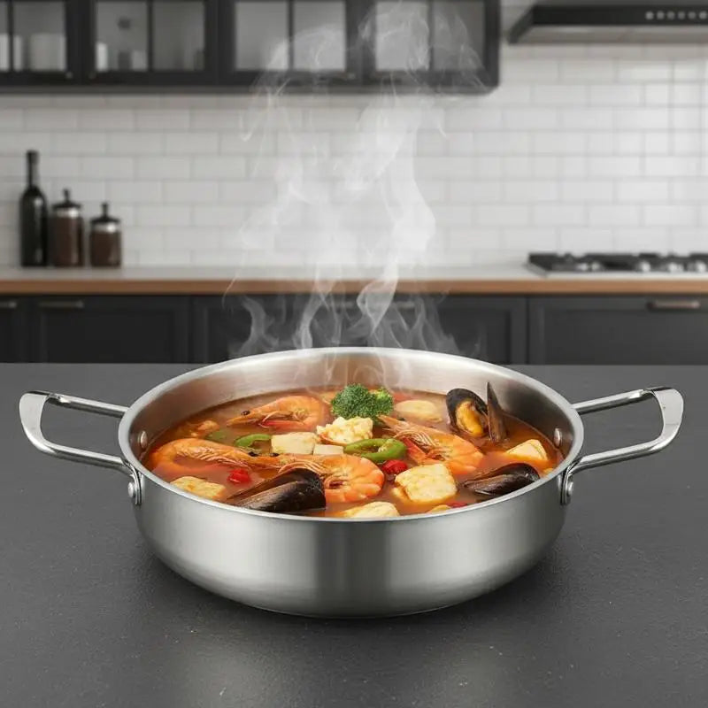 Stainless Steel Hot Pot Dual Handles – Induction Compatible Stainless Steel Pot Richie's