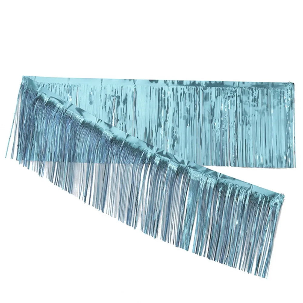 Metallic Foil Tassel Fringe Garland Curtain 30×200cm Party Party Fringe Curtain Richie's light blue