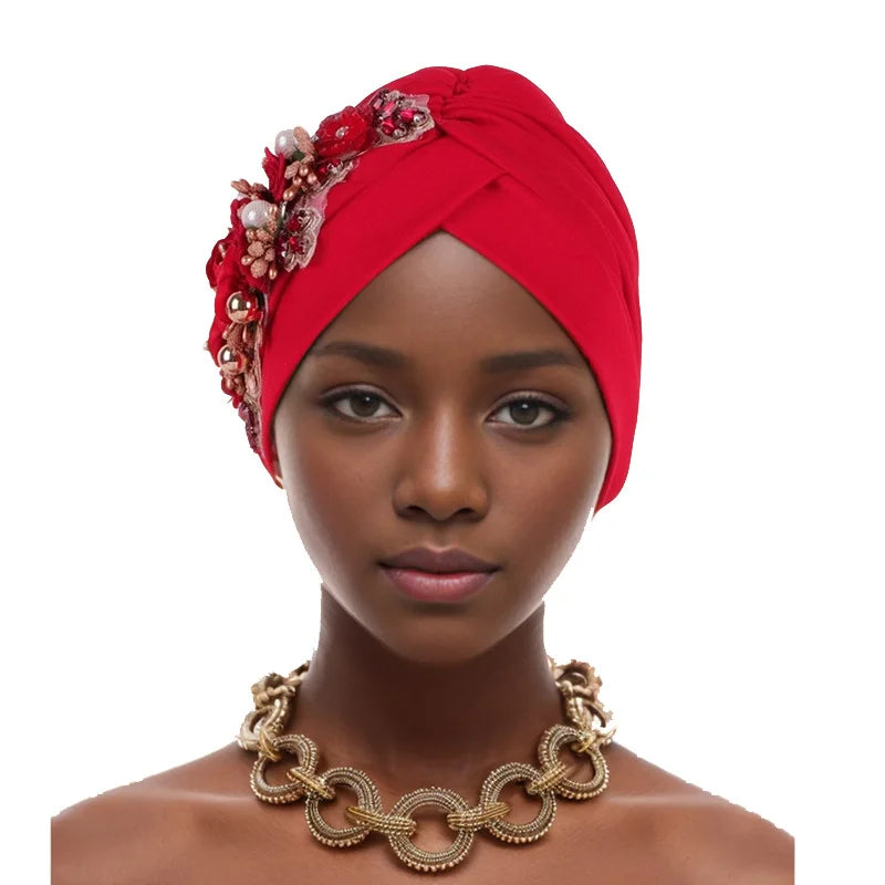Women's Diamond Turban Cap – Muslim Hijab Bonnet Head Wrap Turban Hijab Cap Richie's Red