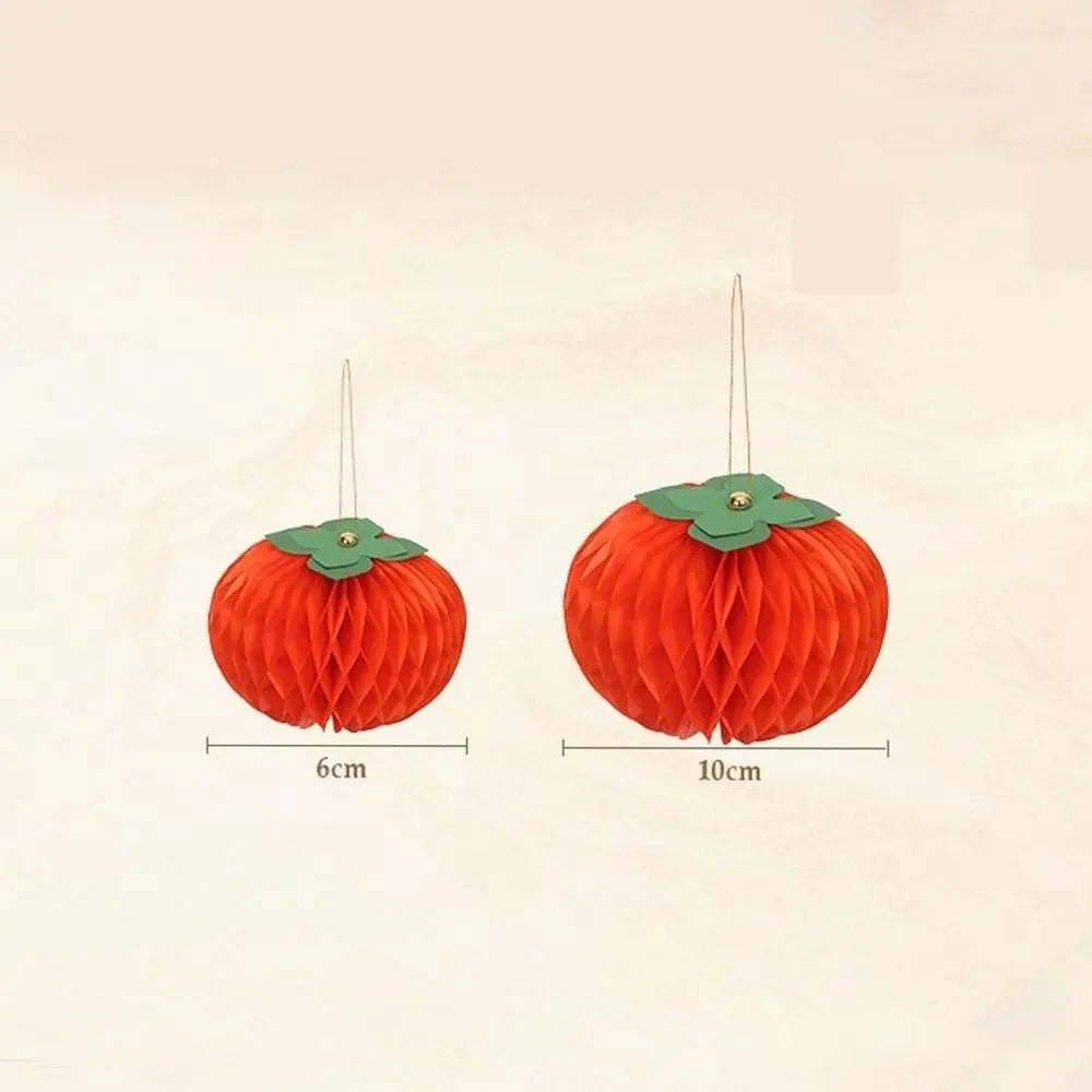 Paper Honeycomb Persimmon Hanging Ornaments 6&10cm – Set of 10 Festive Hanging Ornaments Richie's