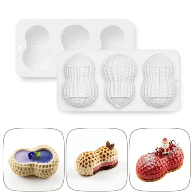 3-Cavity Peanut Walnut Silicone Cake Mold – Food Grade Bakeware Silicone Baking Mold Richie's