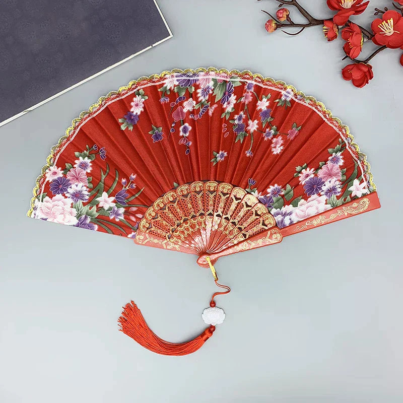 Vintage Silk Folding Hand Fan – Décor, Dance & Gift Decorative Folding Fan Richie's