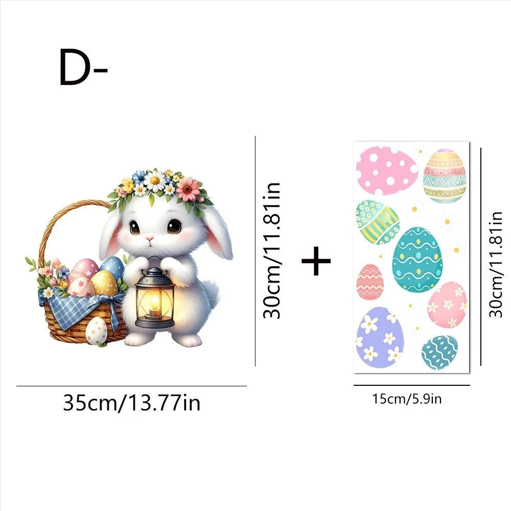Easter Rabbit Flower Wall Stickers – Removable PVC Decals Wall Stickers Richie's D4