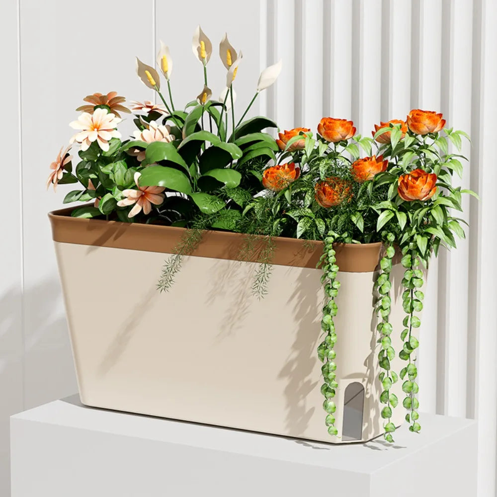 Modern Self-Watering Planter Pot with Water Level Window Self-Watering Planter Richie's Brown