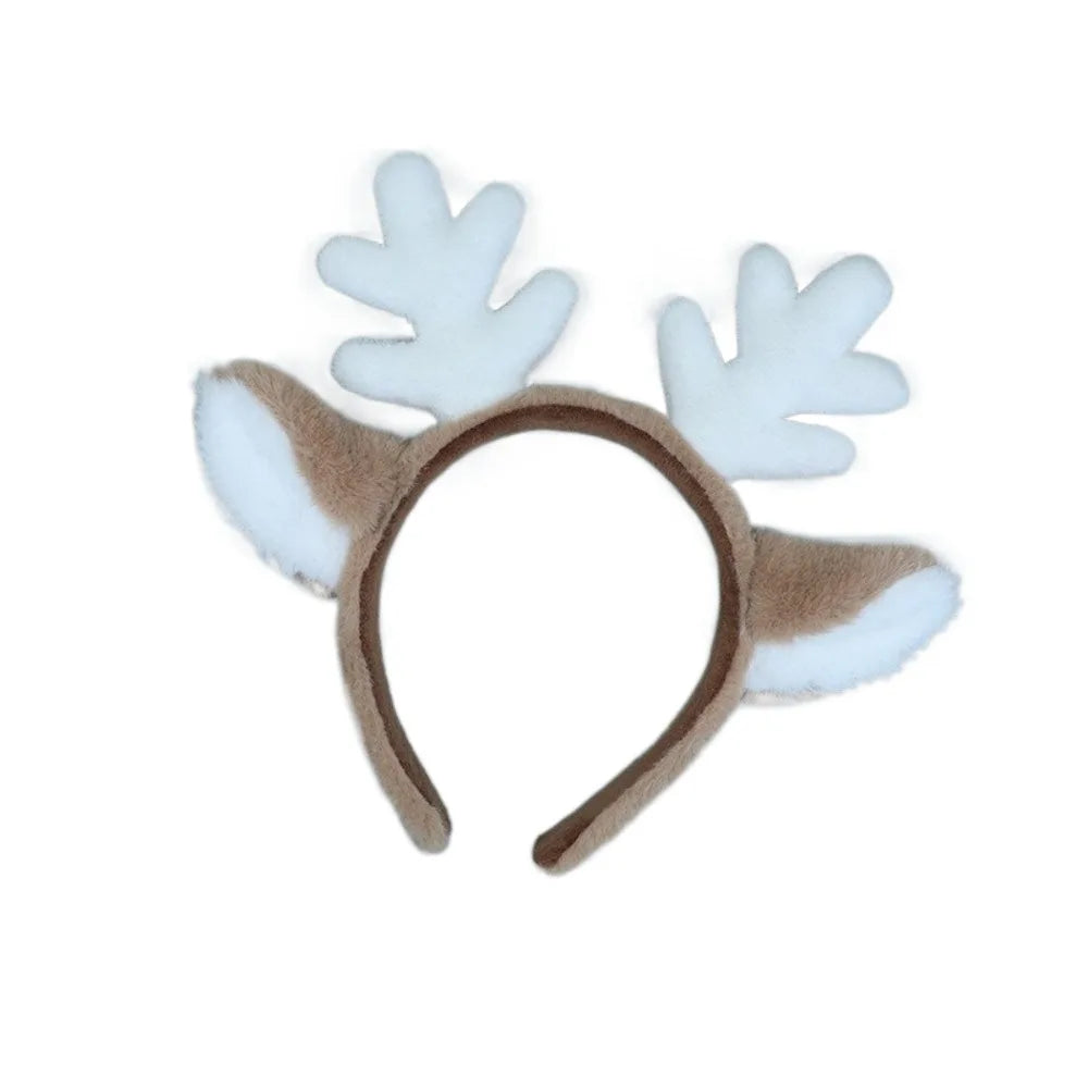 Christmas Deer Antler Faux Fur Headband – Cosplay Hair Hoop Costume Headband Richie's White