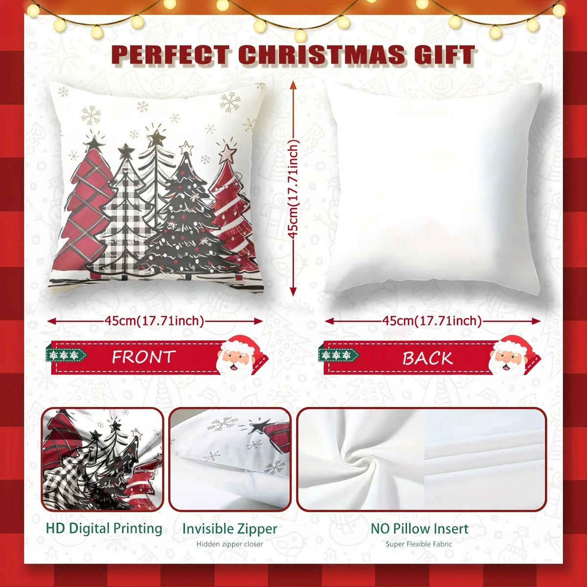Reversible Christmas Pillow Covers – Santa & Reindeer Zip Christmas Pillow Cover Richie's