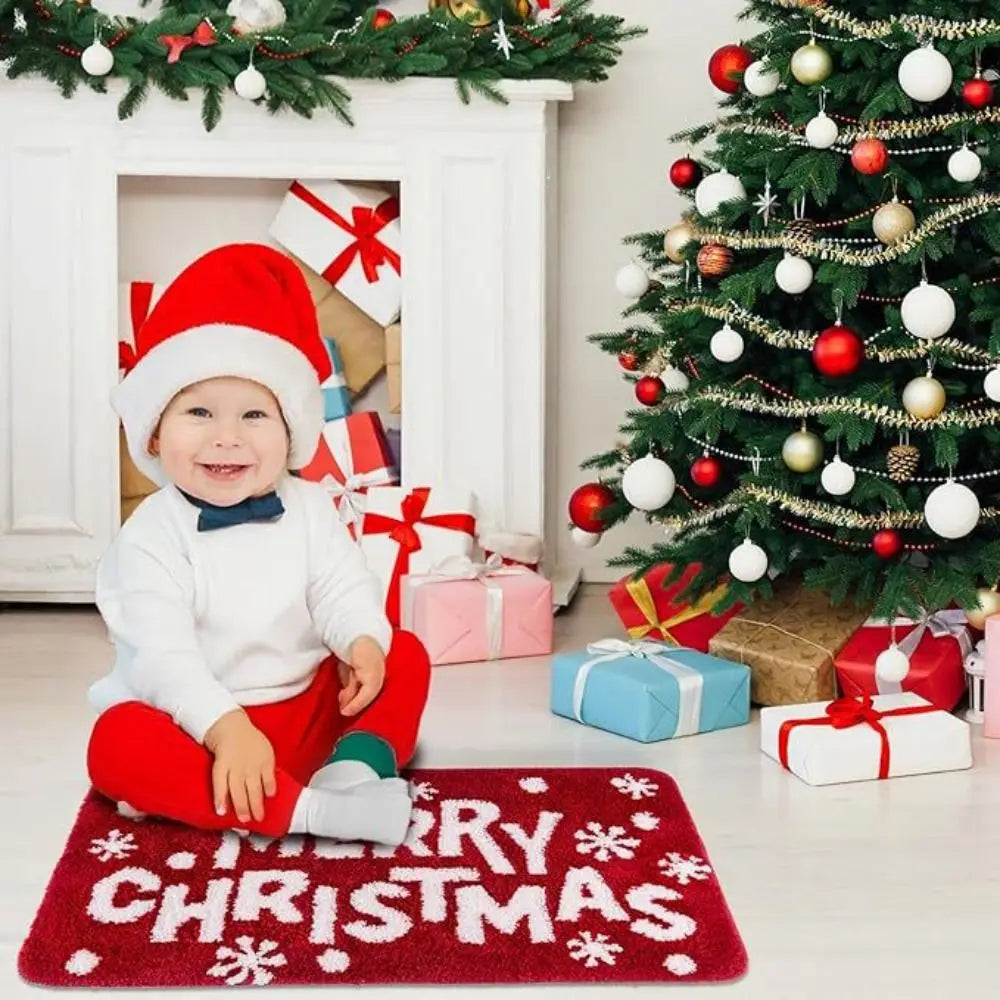 Santa Claus Christmas Door Mat – Non-Slip Crystal Fleece Holiday Floor Mat Richie's