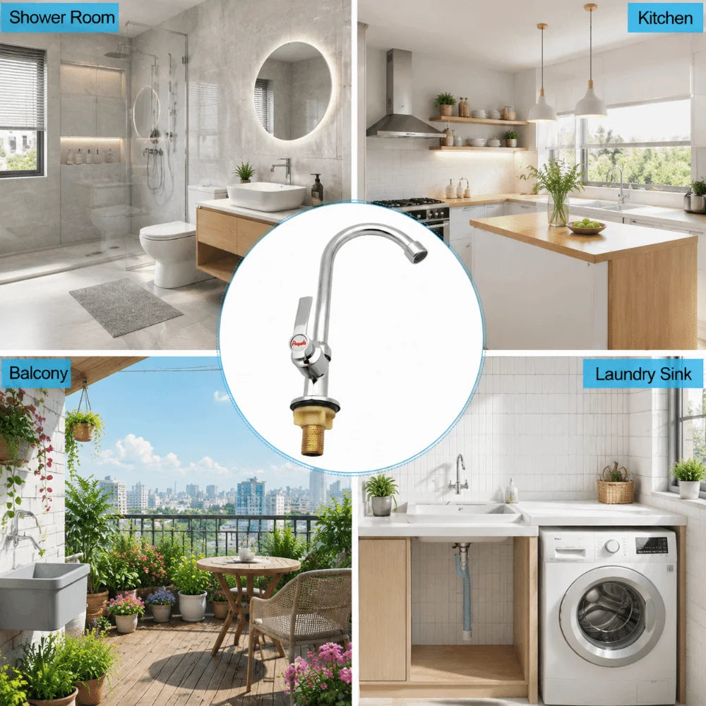 Zinc Alloy Single Cold Water Faucet | 360° Swivel Sink Tap Kitchen Sink Faucet Richie's