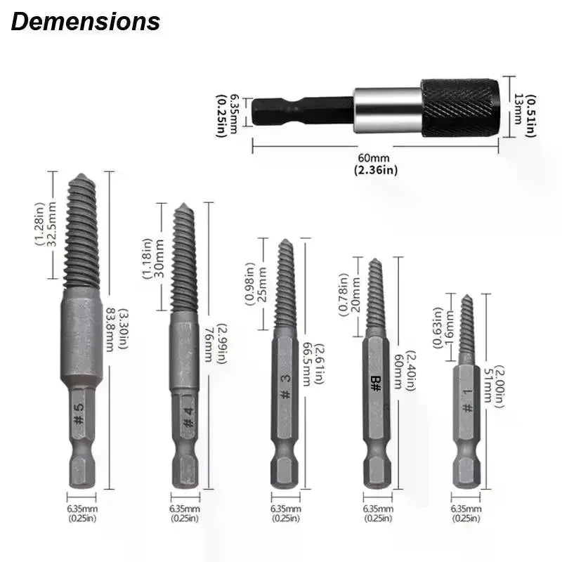 5/6Pc Broken Bolt Extractor Set with Center Drill Bits Screw Extractor Set Richie's