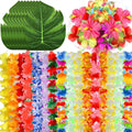 70 Pcs Hawaiian Luau Leis Set – Hibiscus Flowers & Tropical Leaves Party Decoration Set Richie's A