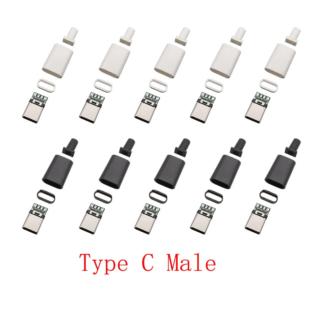 10Pcs USB-C 24 Pin Male Plug Soldering Connectors for DIY Repair USB-C Connector Plug Richie's Default Title