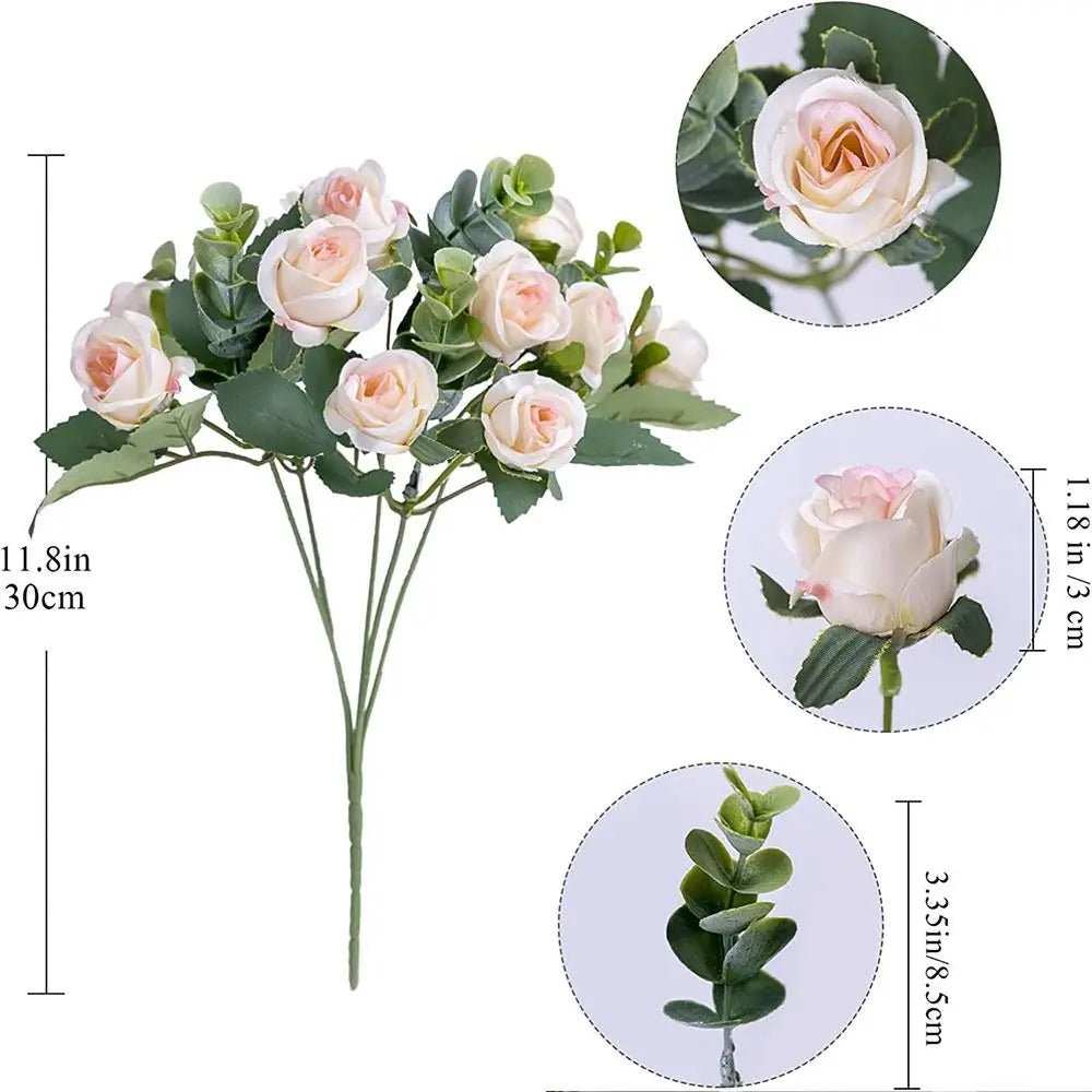 Artificial Eucalyptus Rose Bouquet – Lifelike Floral Décor Artificial Flower Bouquet Richie's