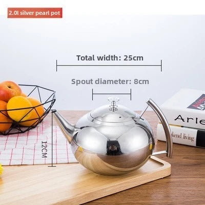 Stainless Steel Teapot Kettle 1L–2L with Filter | Gas & Induction Stovetop Tea Kettle Richie's 2L Silver Pearl Pot