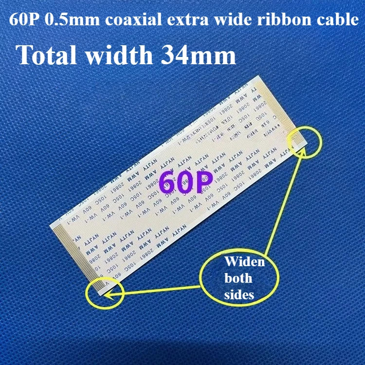 Gold-Plated FFC FPC Flexible Cable 0.5mm Pitch 40–96 Pin Flat Flexible Cable Richie's 60P 34MM 250MM
