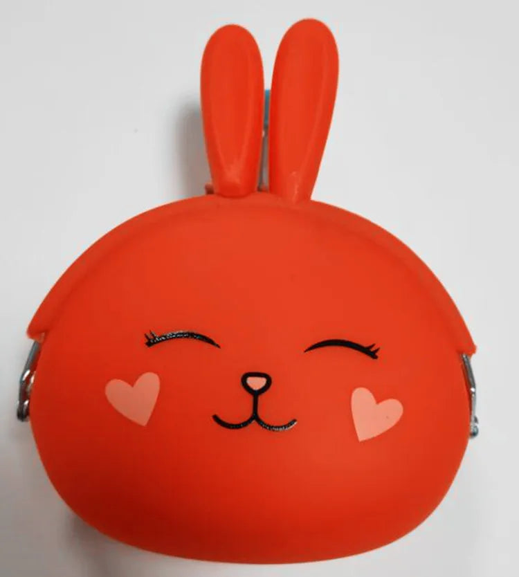 Girls Mini Silicone Animal Coin Purse – Kids Key Wallet Silicone Coin Purse Richie's red rabbit