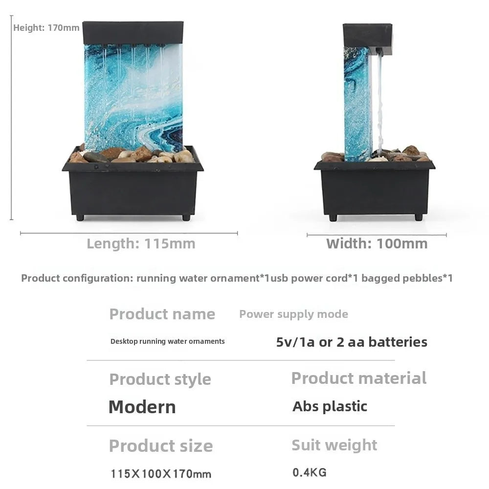 Desktop Water Fountain Waterfall Ornament | USB or Battery Desktop Water Fountain Richie's