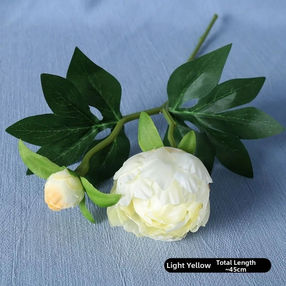 Silk Peony Bouquet 2-Head European Style – 6 Colors, 45cm Artificial Flower Bouquet Richie's