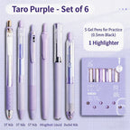 6-Pack Purple Aesthetic Gel Pens 0.5mm Fine Point Black Ink Gel Pen Set Richie's black