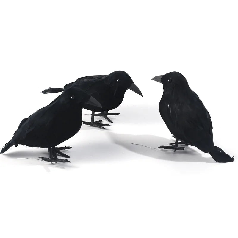 Realistic Feathered Crow Raven Halloween Decoration Ornament Halloween Decoration Richie's 3pcs one size fits all