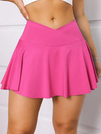 Women's High Waist Tennis Skirt with Pockets & Compression Shorts Tennis Activewear Skirt Richie's dark pink XXL