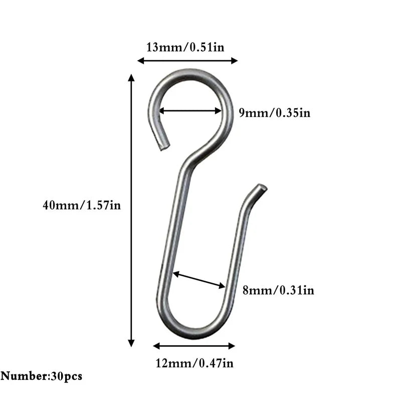 30pcs Metal S-Hook Curtain Track Hooks – Shower & Window Curtain Track Hooks Richie's