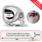 12mm Label Tape for Phomemo P12 & Dymo LetraTag – 4m Label Maker Tape Richie's Q5-131