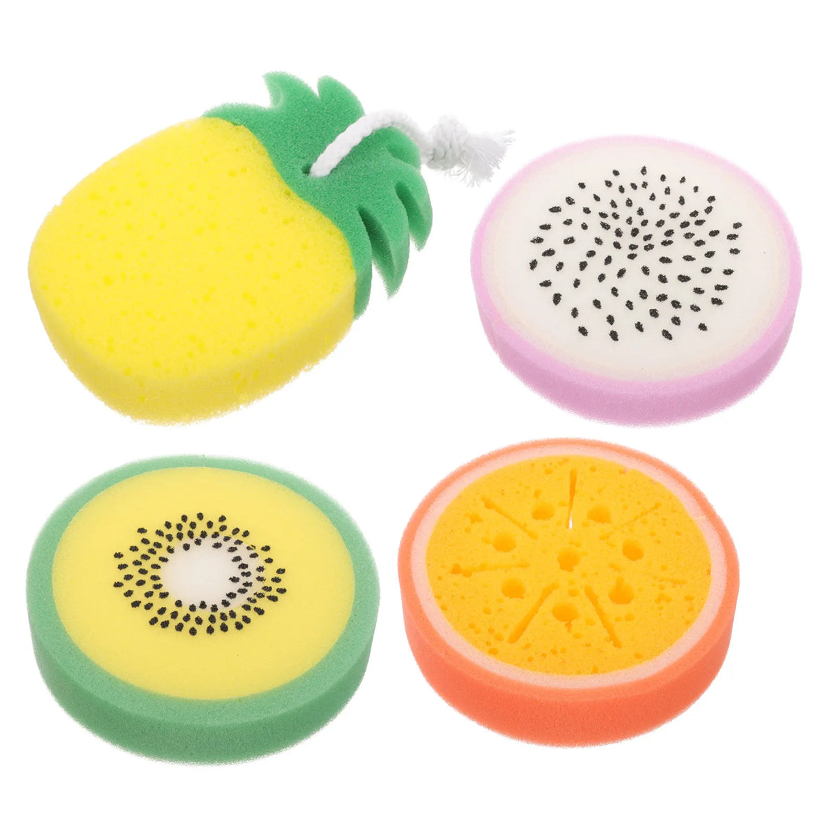4-Pack Fruit Shaped Bath Sponges – Exfoliating Body Scrubber Exfoliating Bath Sponge Richie's