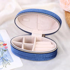Mini Velvet Oval Jewelry Box – Portable Ring & Earring Case Velvet Jewelry Box Richie's Dark blue