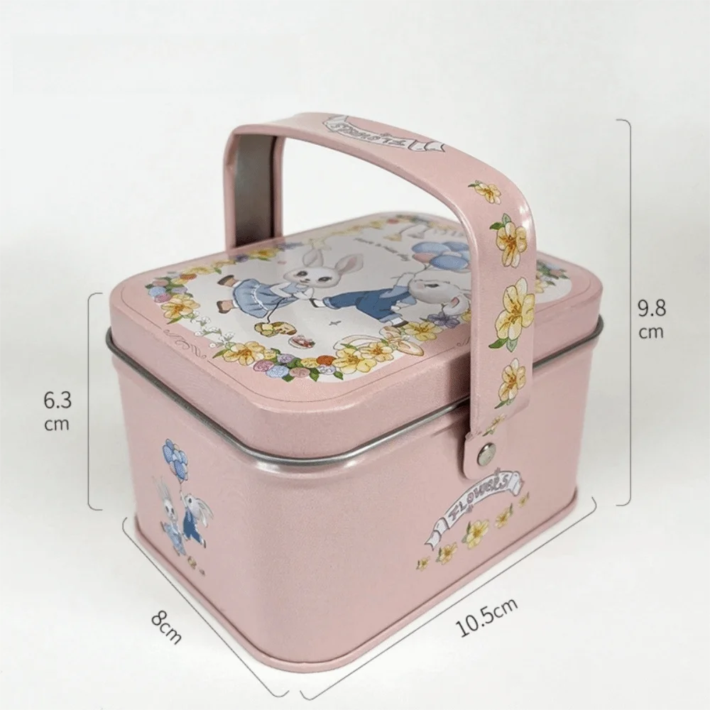Rabbit Tinplate Candy Gift Box with Handle – Party Favor Tin Tin Storage Box Richie's Style C 5x5x5cm