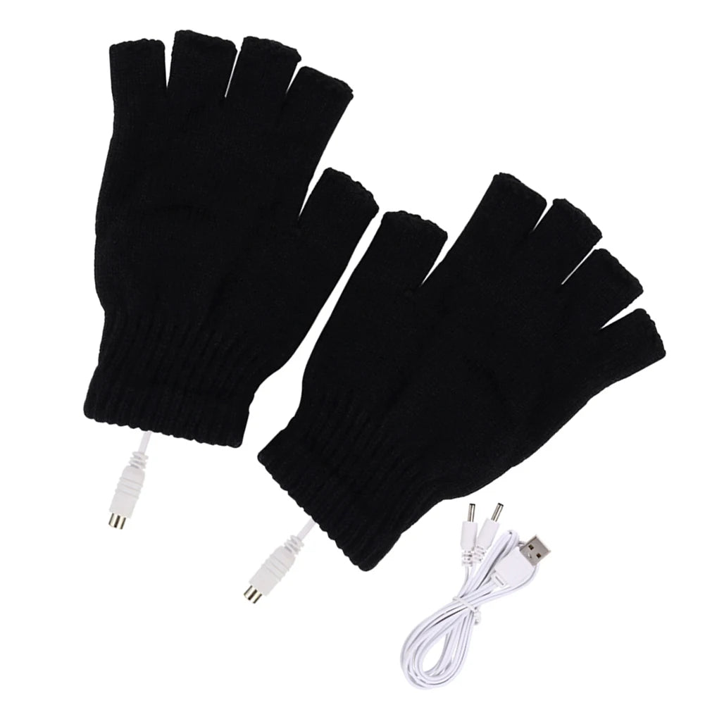 USB Heated Fingerless Gloves 5V Winter Warm Unisex Heated Winter Gloves Richie's