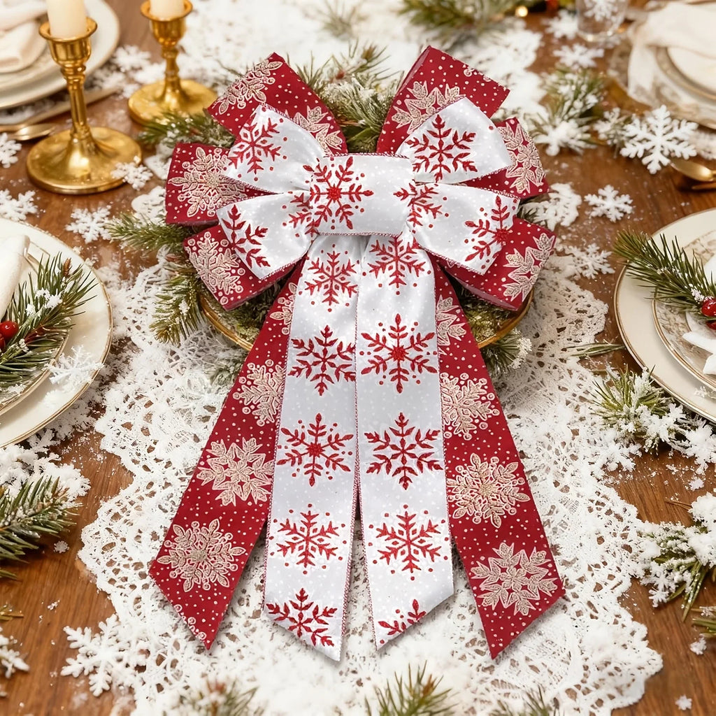 Christmas Snowflake Wired Ribbon – Red White Burlap Bow Christmas Ribbon Richie's