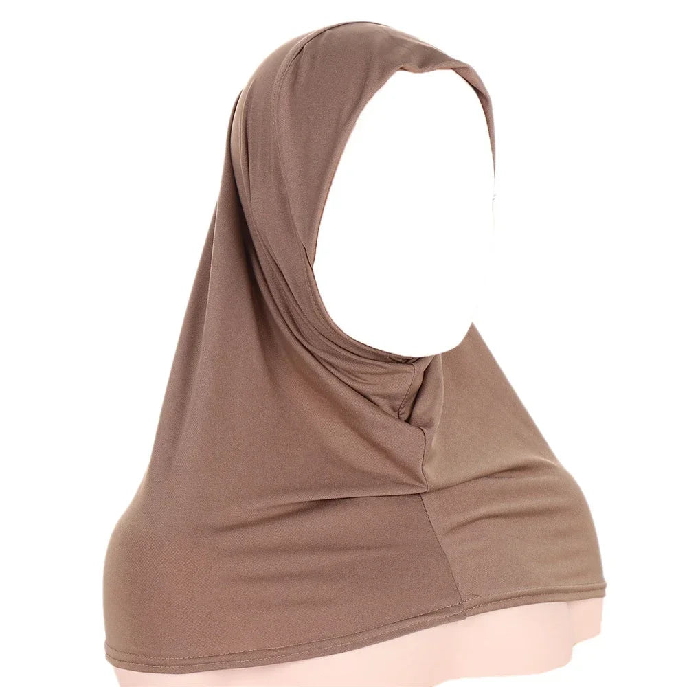 Women's Jersey Hijab Underscarf Inner Cap – Solid Neck Cover Hijab Underscarf Cap Richie's 05 Khaki