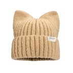 Cat Ear Beanie Hat for Women – Cute Warm Knit Winter Cap Knit Beanie Hat Richie's Khaki One size