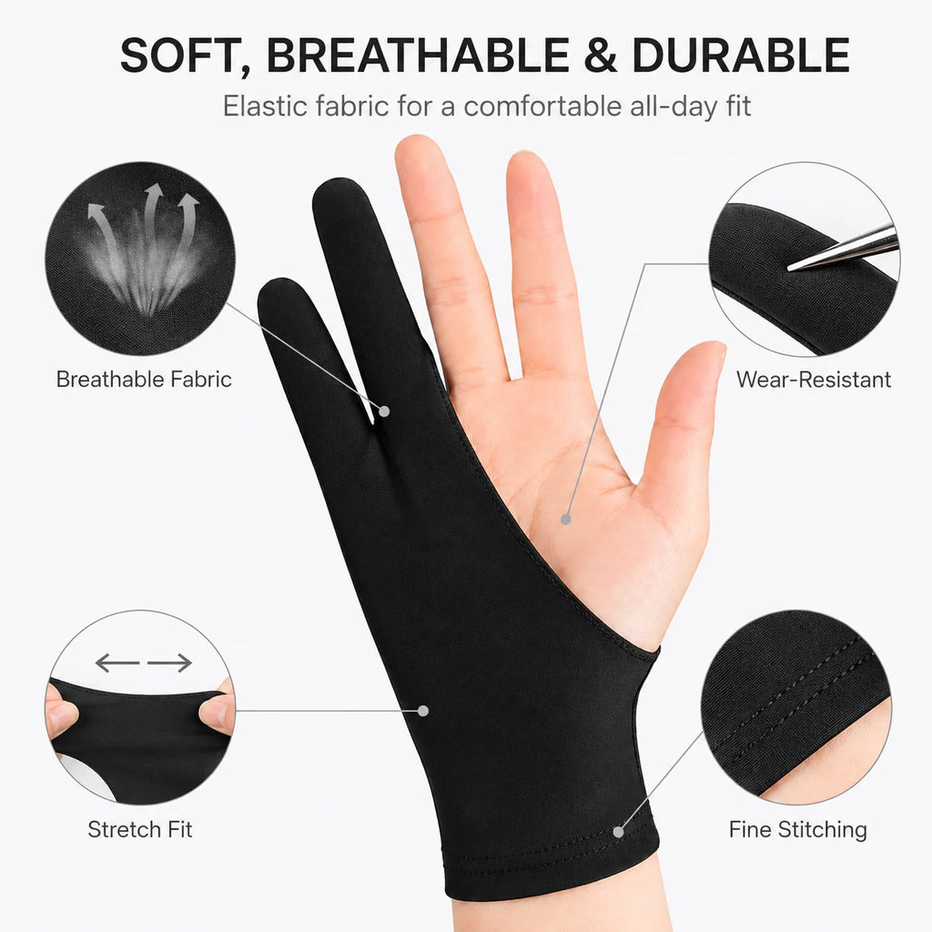 Artist Two-Finger Drawing Gloves – Smudge-Proof Tablet Gloves Artist Drawing Gloves Richie's