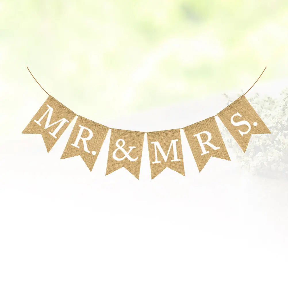 Swallowtail Linen Wedding Banner | Rustic Burlap Party Décor Wedding Party Banner Richie's