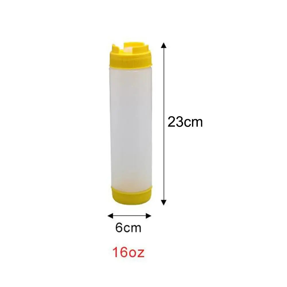 Double Head Squeeze Sauce Bottles 16oz 20oz 24oz – Food Grade PP Condiment Squeeze Bottle Richie's yellow-16oz