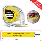 12mm Label Tape for Phomemo P12 & Dymo LetraTag – 4m Label Maker Tape Richie's Q5-TBY31