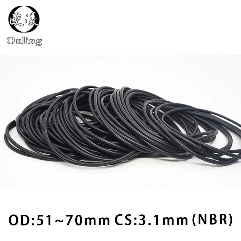 10PCS Black NBR O-Ring CS3.1mm OD51-70mm Nitrile Rubber Seal Rubber O-Ring Seal Richie's