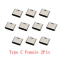 10Pcs USB Type-C Female 2-Pin Charging Port Connector DIY USB-C Connector Richie's Default Title