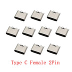 10Pcs USB Type-C Female 2-Pin Charging Port Connector DIY USB-C Connector Richie's Default Title