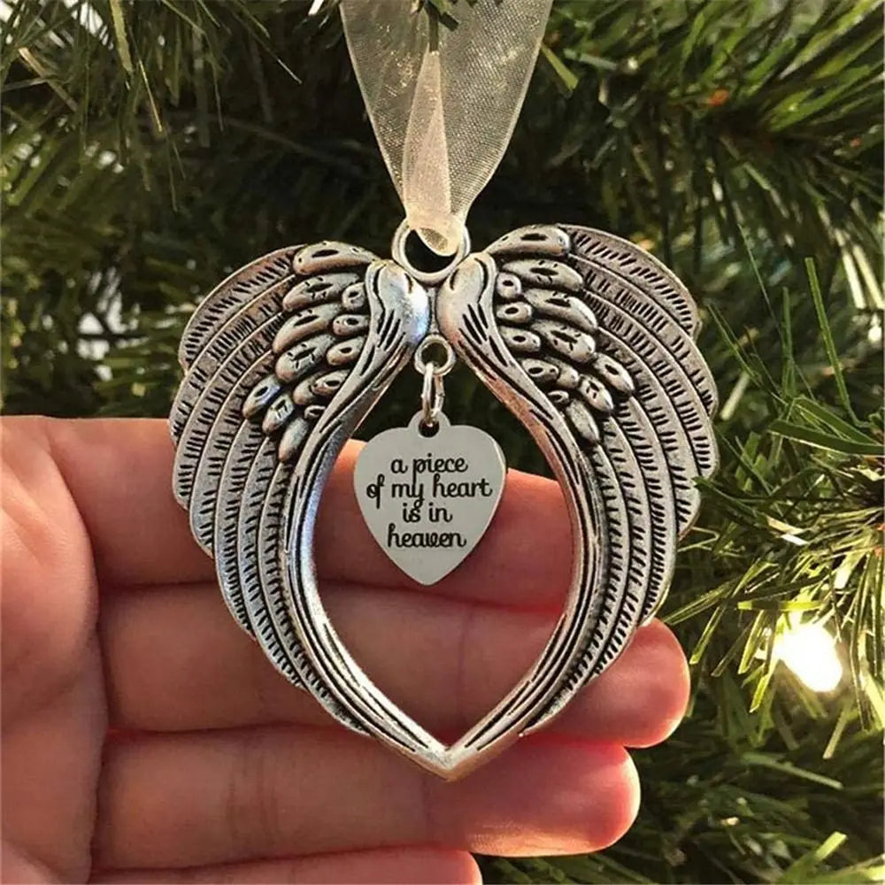 Angel Wings Christmas Ornament – Stainless Steel & Silk Keepsake Christmas Ornament Richie's